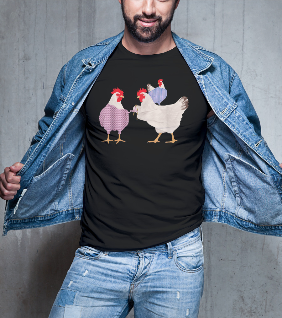 Chicken Knitting Sweaters Trio Whimsical Knitwear Comedy T-Shirt