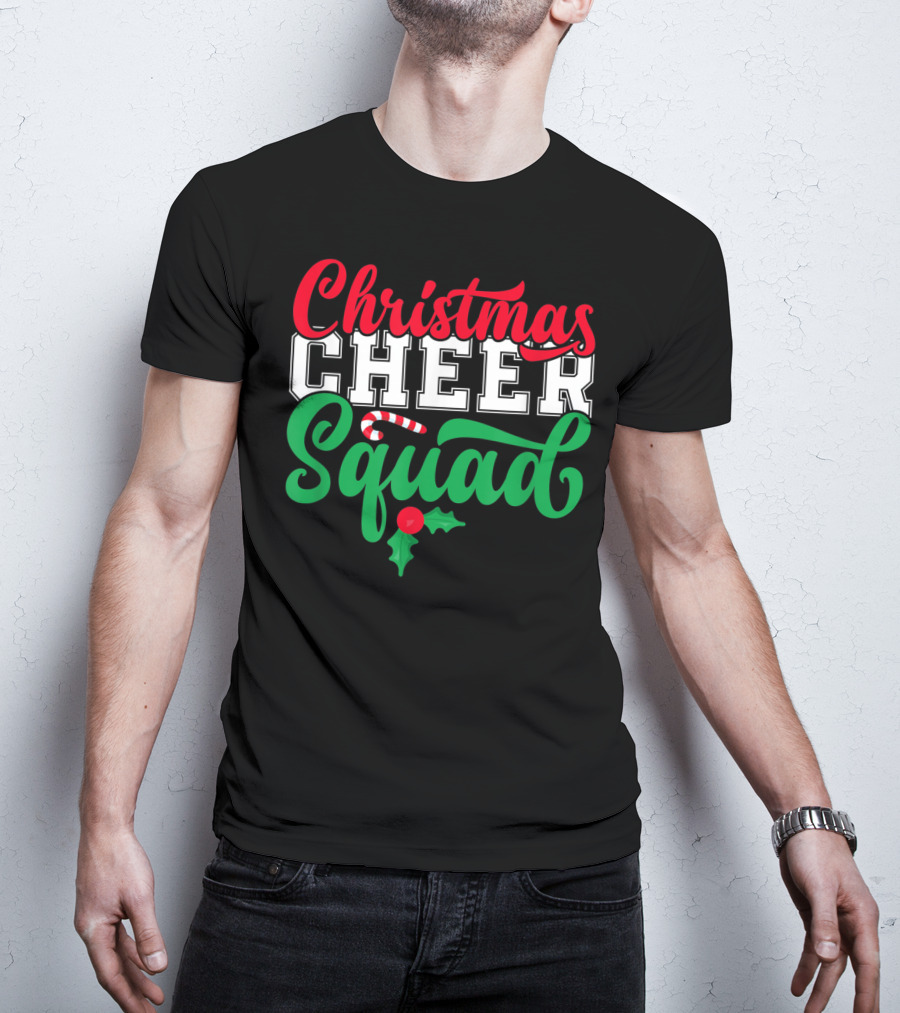 Christmas Cheer Squad Candy Cane Holly Holidays T-Shirt