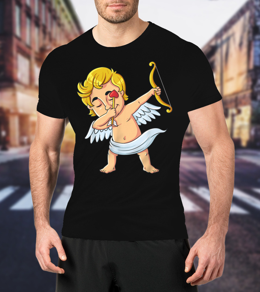 Cupid Dabbing With Heart Arrow Valentine's Day T-Shirt