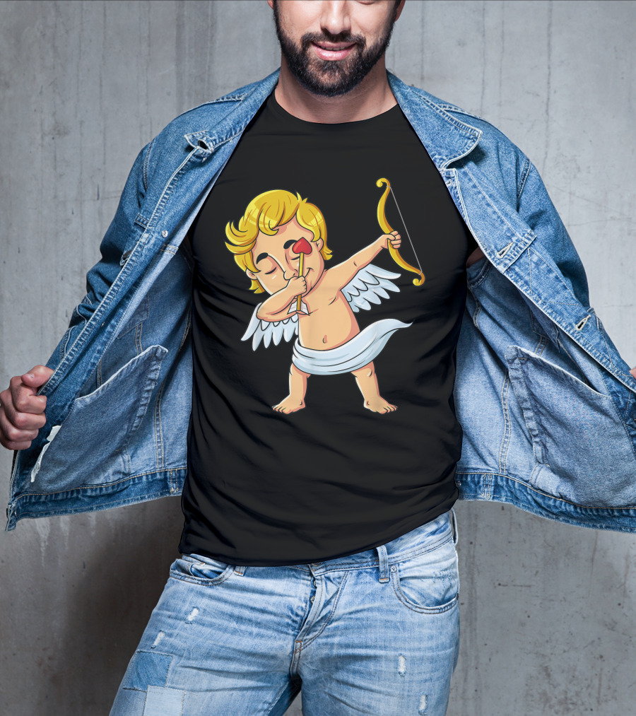 Cupid Dabbing With Heart Arrow Valentine's Day T-Shirt