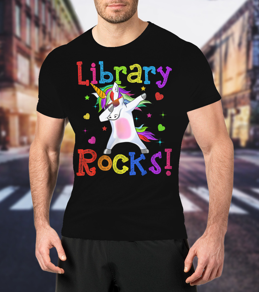 Library Rocks Dabbing Unicorn 1st Day T-Shirt