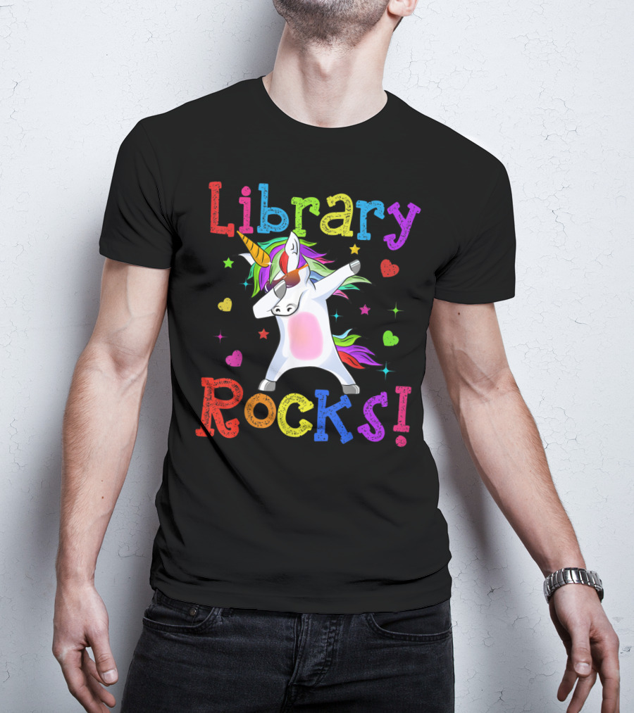 Library Rocks Dabbing Unicorn 1st Day T-Shirt