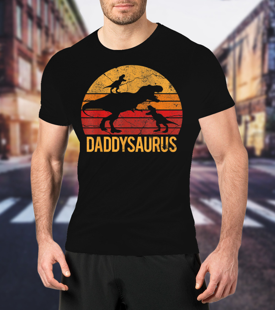 Daddysaurus Dinosaur Daddy Two 2 T-Shirt