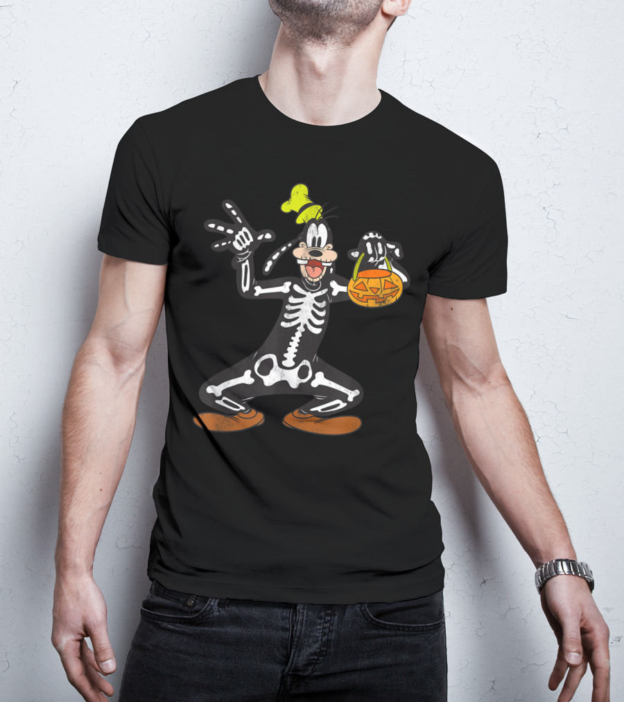 Disney Goofy Halloween Skeleton Jack-O'-Lantern T-Shirt