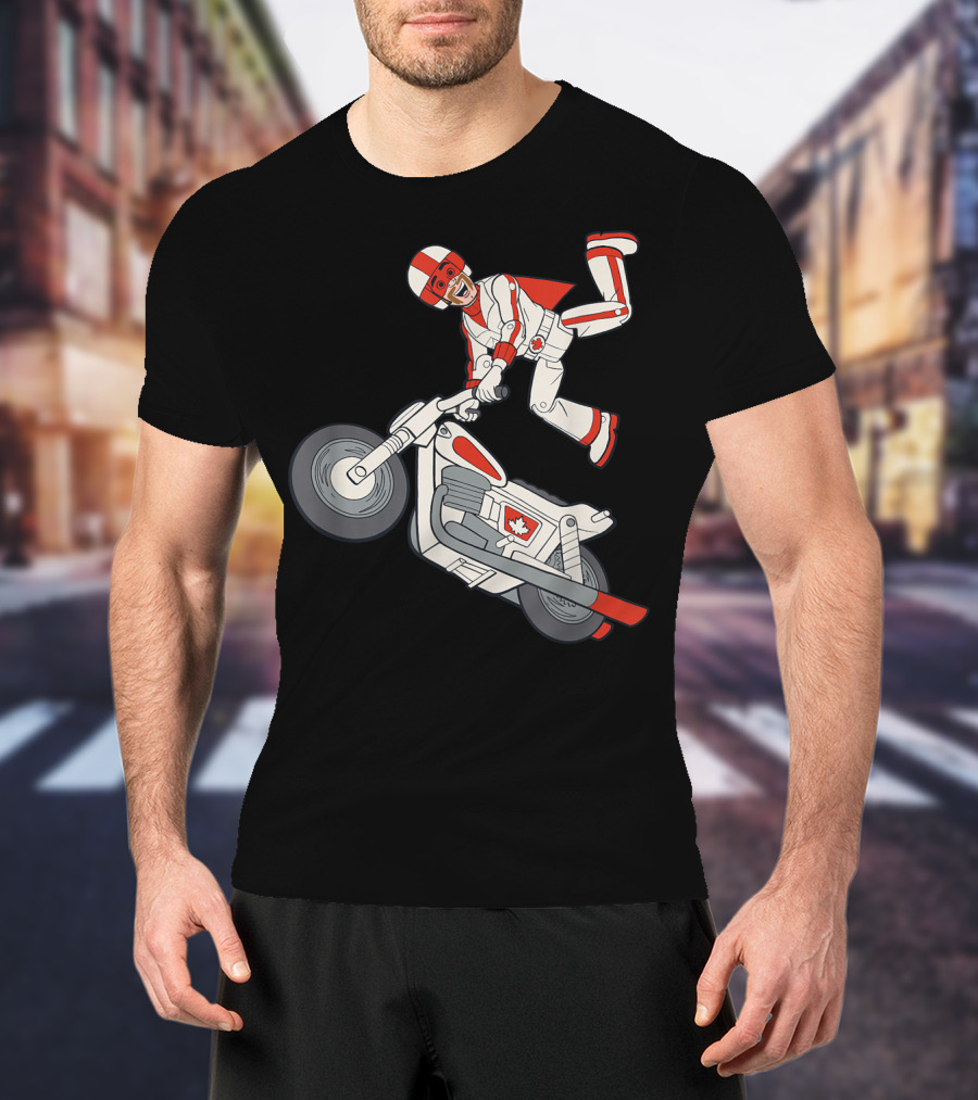 Disney Pixar Toy Story 4 Duke Caboom Canadian Motorcycle Stunt Rider T-Shirt