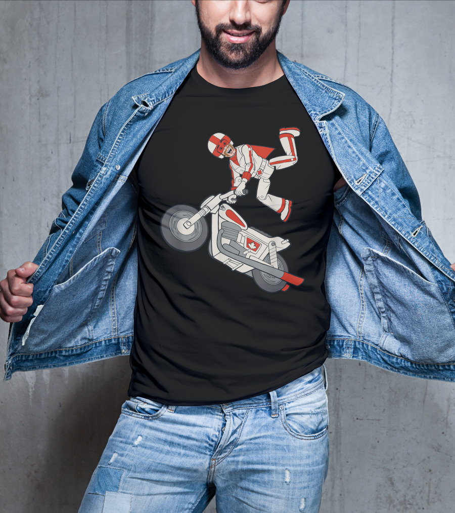 Disney Pixar Toy Story 4 Duke Caboom Canadian Motorcycle Stunt Rider T-Shirt