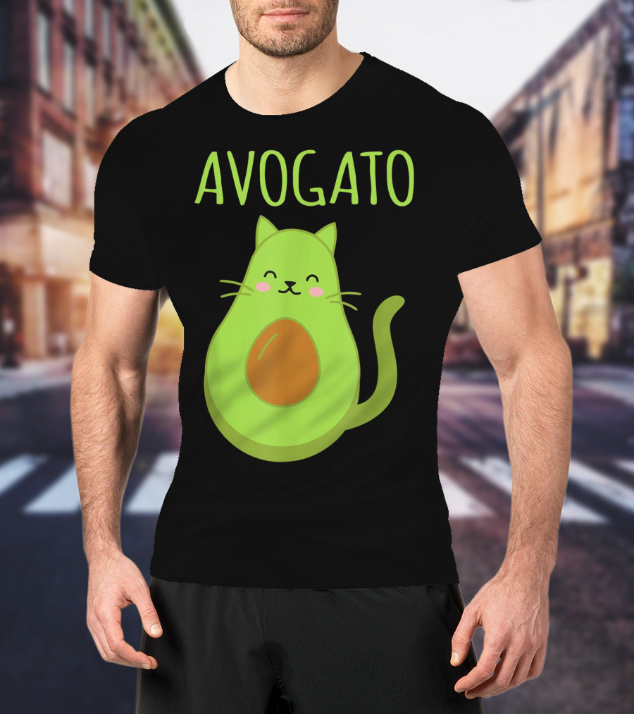Avogato Funny Cat Avocado Kawaii T-Shirt
