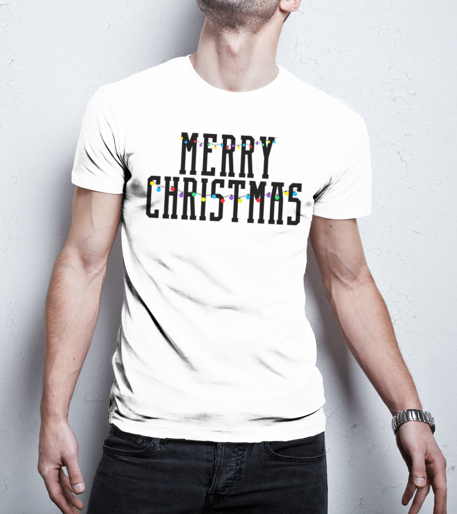 Merry Christmas Lights Festive Holiday Decor T-Shirt