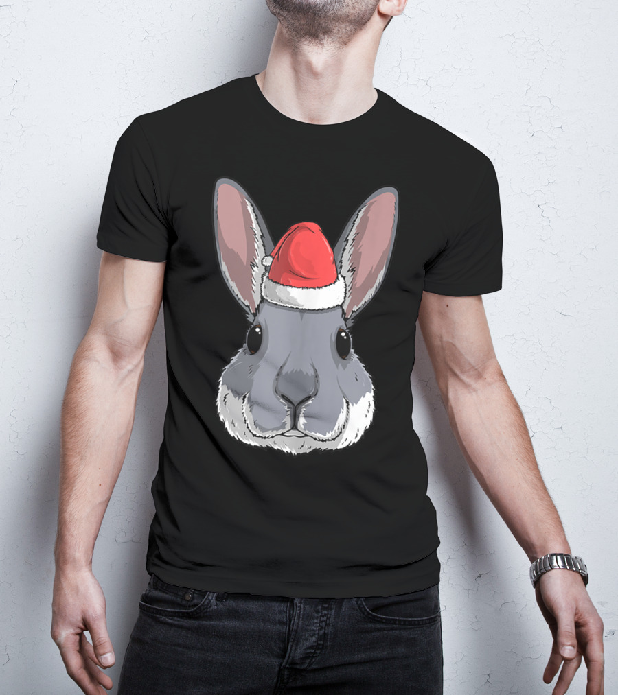 Bunny Rabbit Santa Claus Hat Christmas Xmas Festive Holiday Rabbit T-Shirt