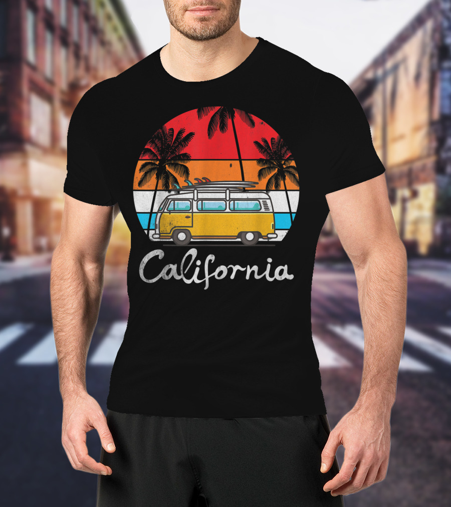 California Surf Van Vintage Sunset Retro T-Shirt