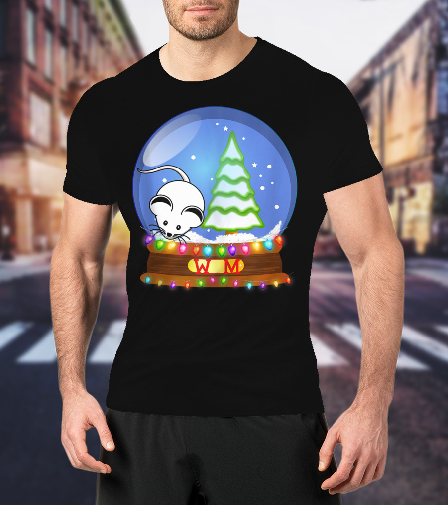 Christmas Snow Globe Santa White Mouse WM Tree T-Shirt