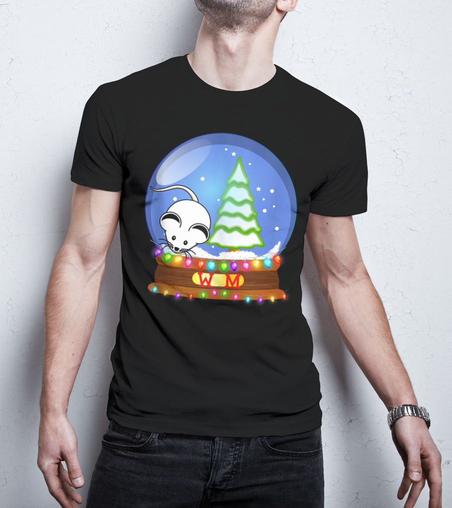 Christmas Snow Globe Santa White Mouse WM Tree T-Shirt