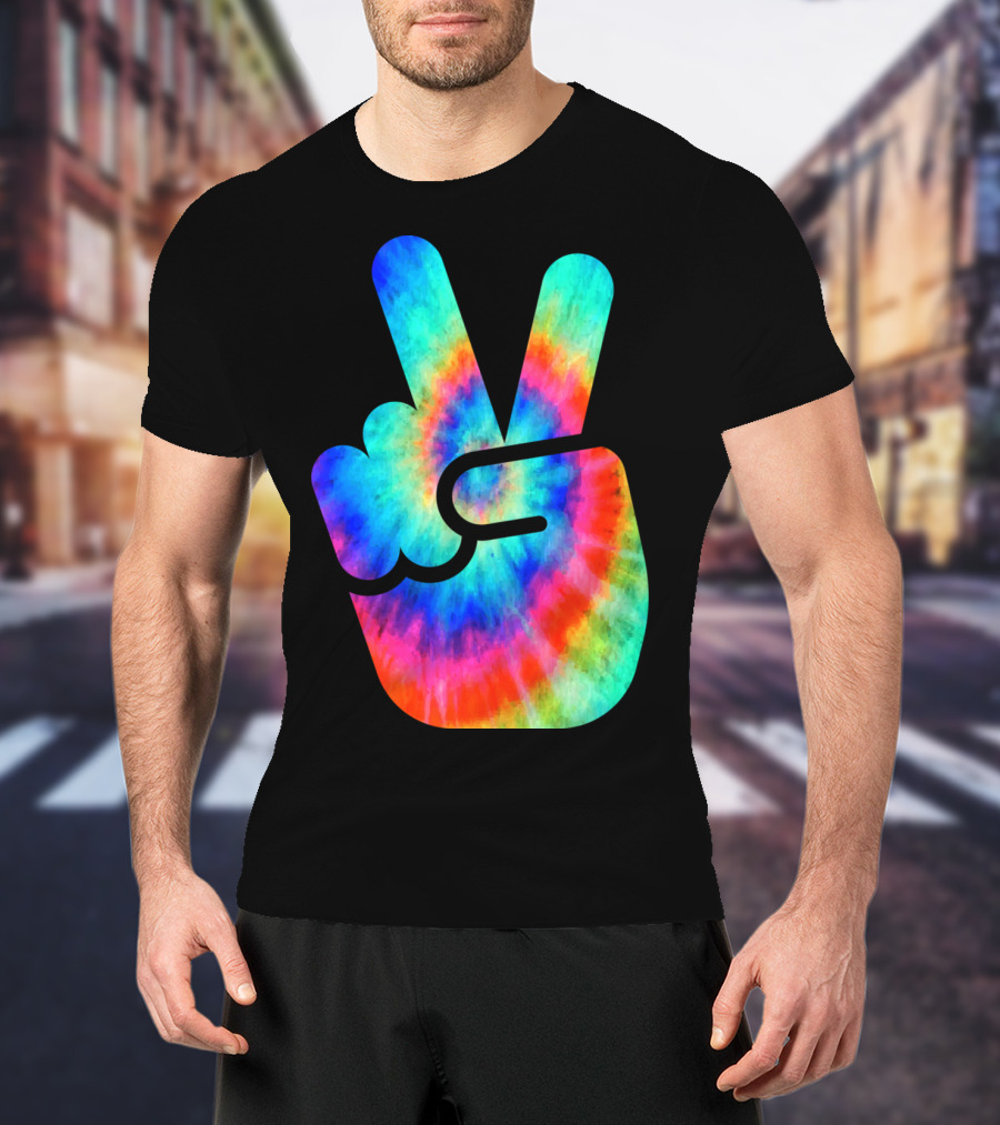 Cool Tie Dye Peace Hand T-Shirt