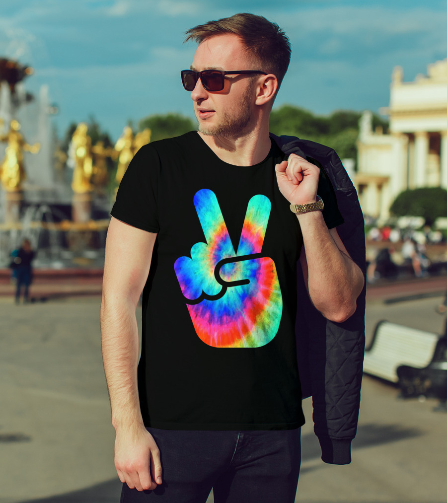 Cool Tie Dye Peace Hand T-Shirt