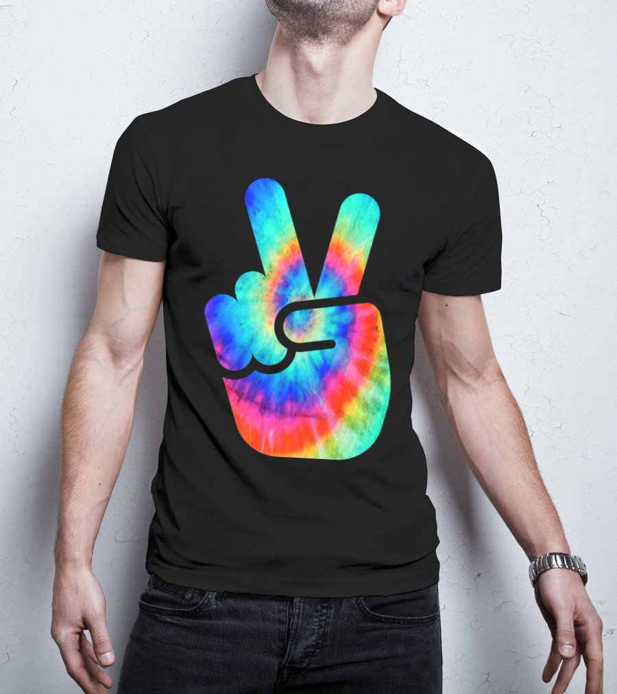 Cool Tie Dye Peace Hand T-Shirt