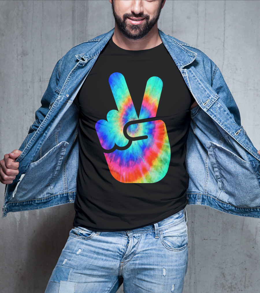 Cool Tie Dye Peace Hand T-Shirt