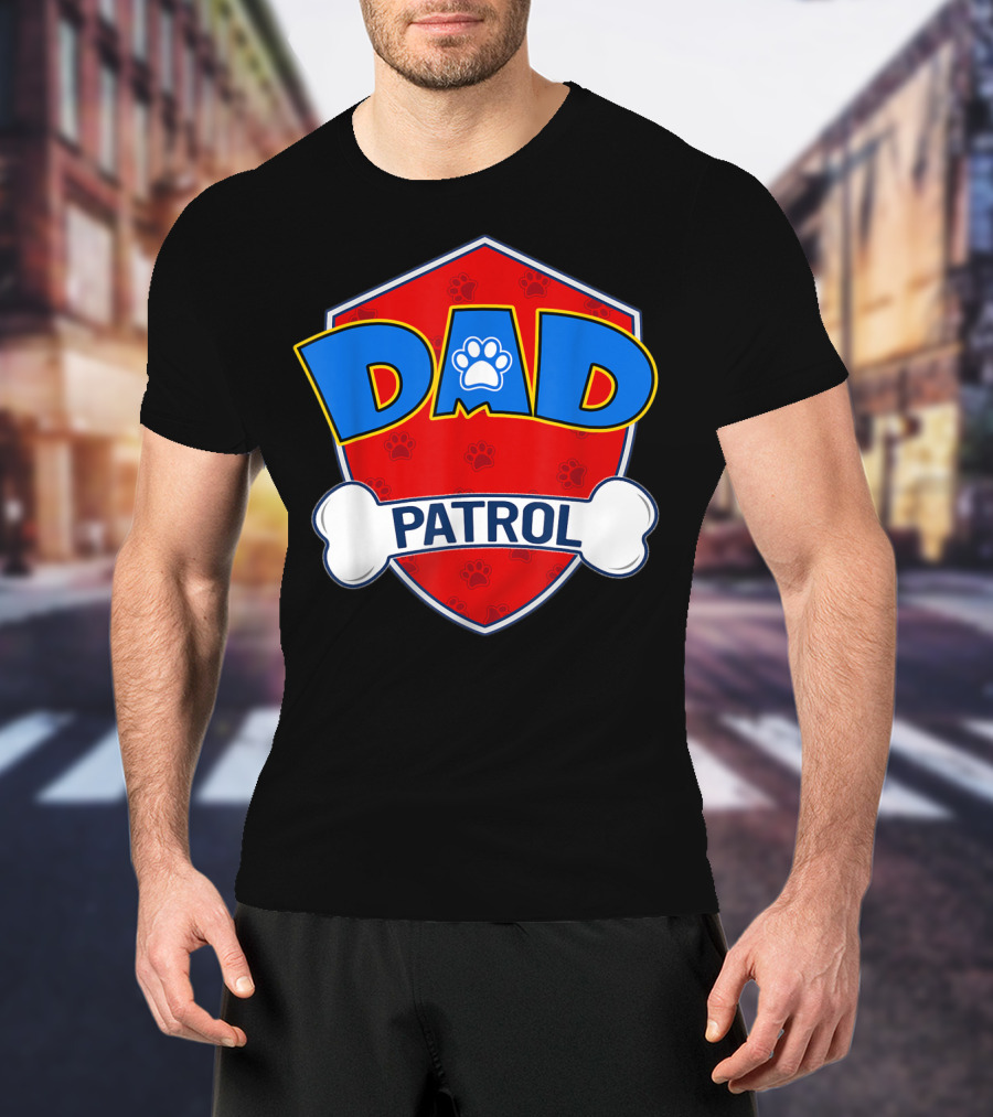 Dad Patrol Paw Print Shield T-Shirt