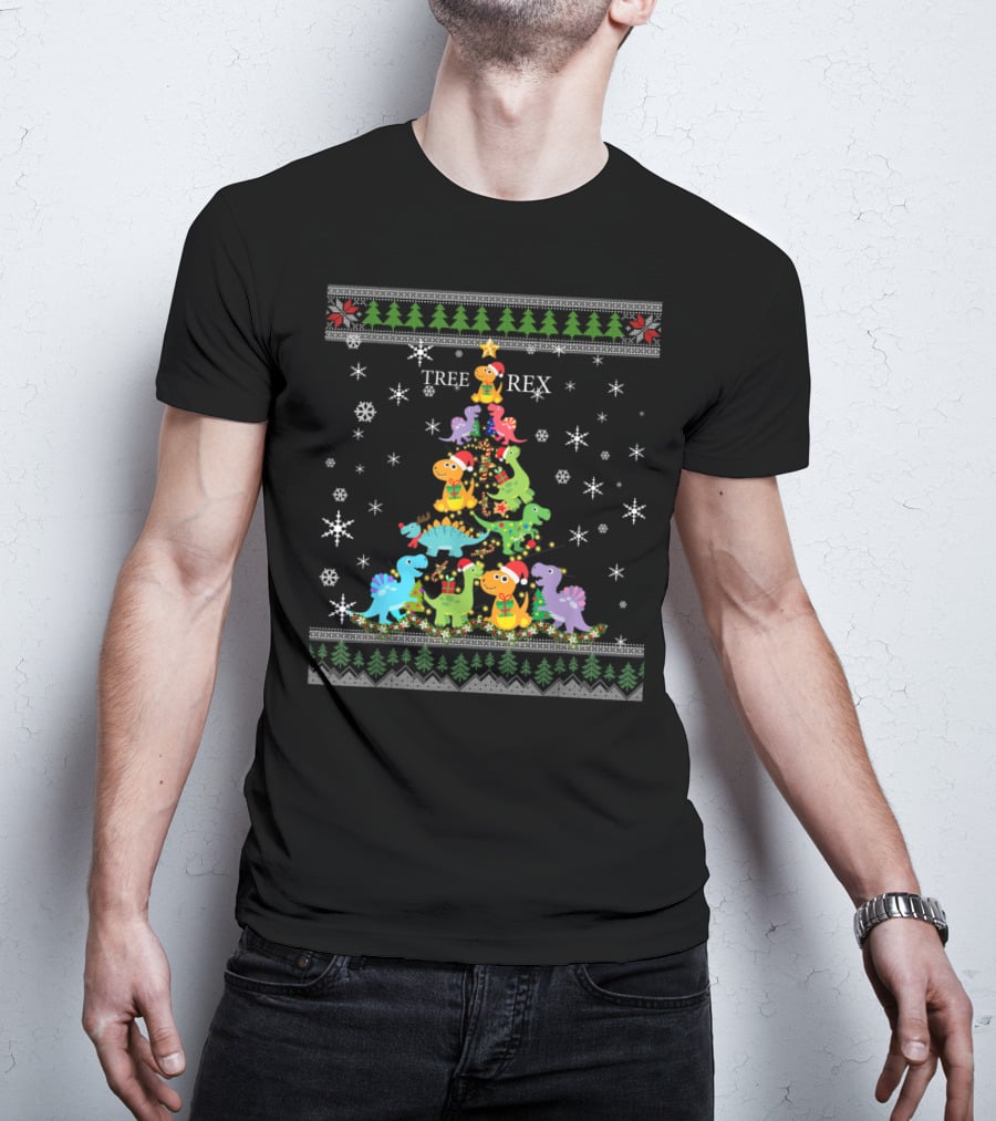 Funny T-Rex Tree Rex Dinosaur Ugly Christmas T-Shirt
