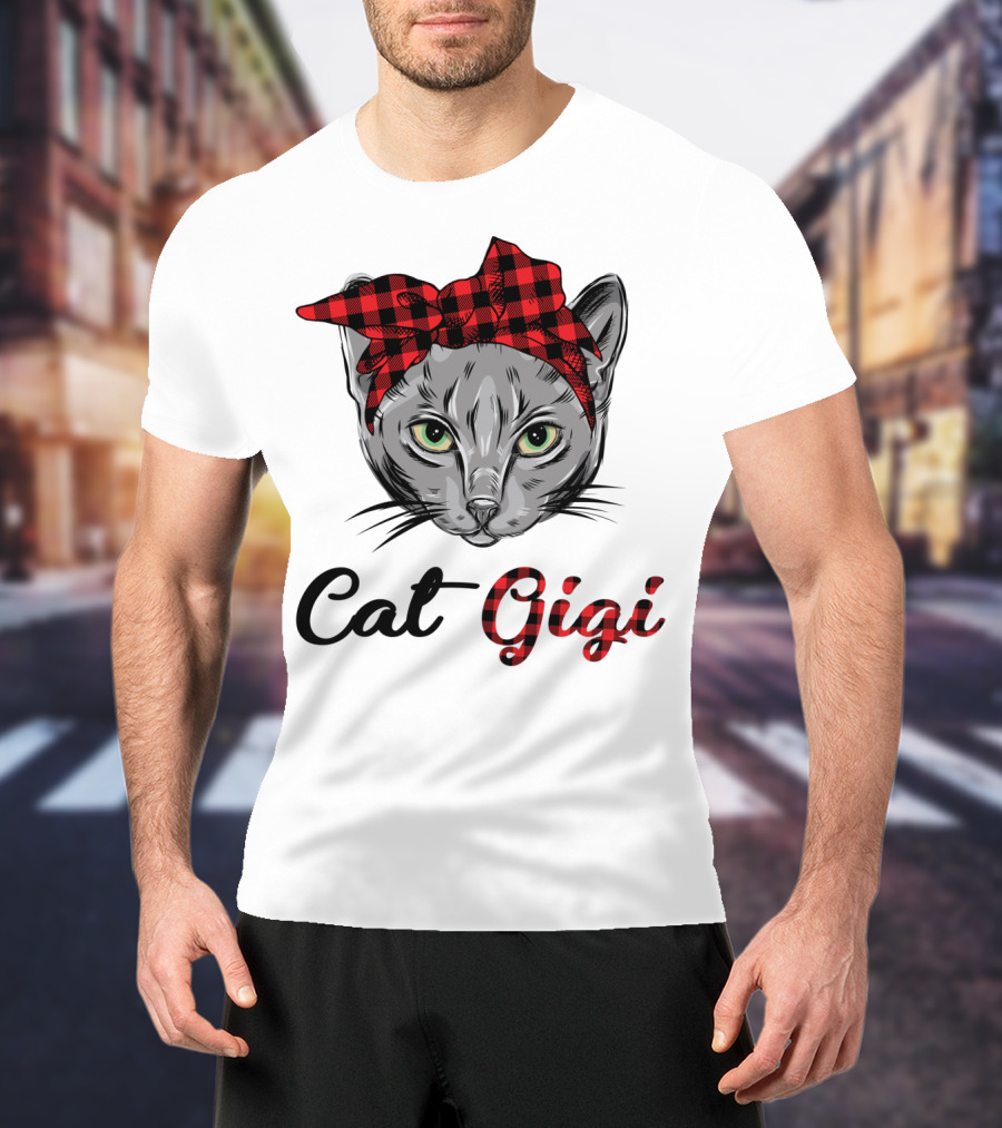 Cat Gigi Buffalo Plaid Grandma Pet T-Shirt