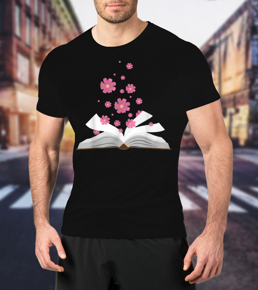 I Love The Aroma Of The Paper Reading With Blossoming Open Book And Floating Flowers T-Shirt