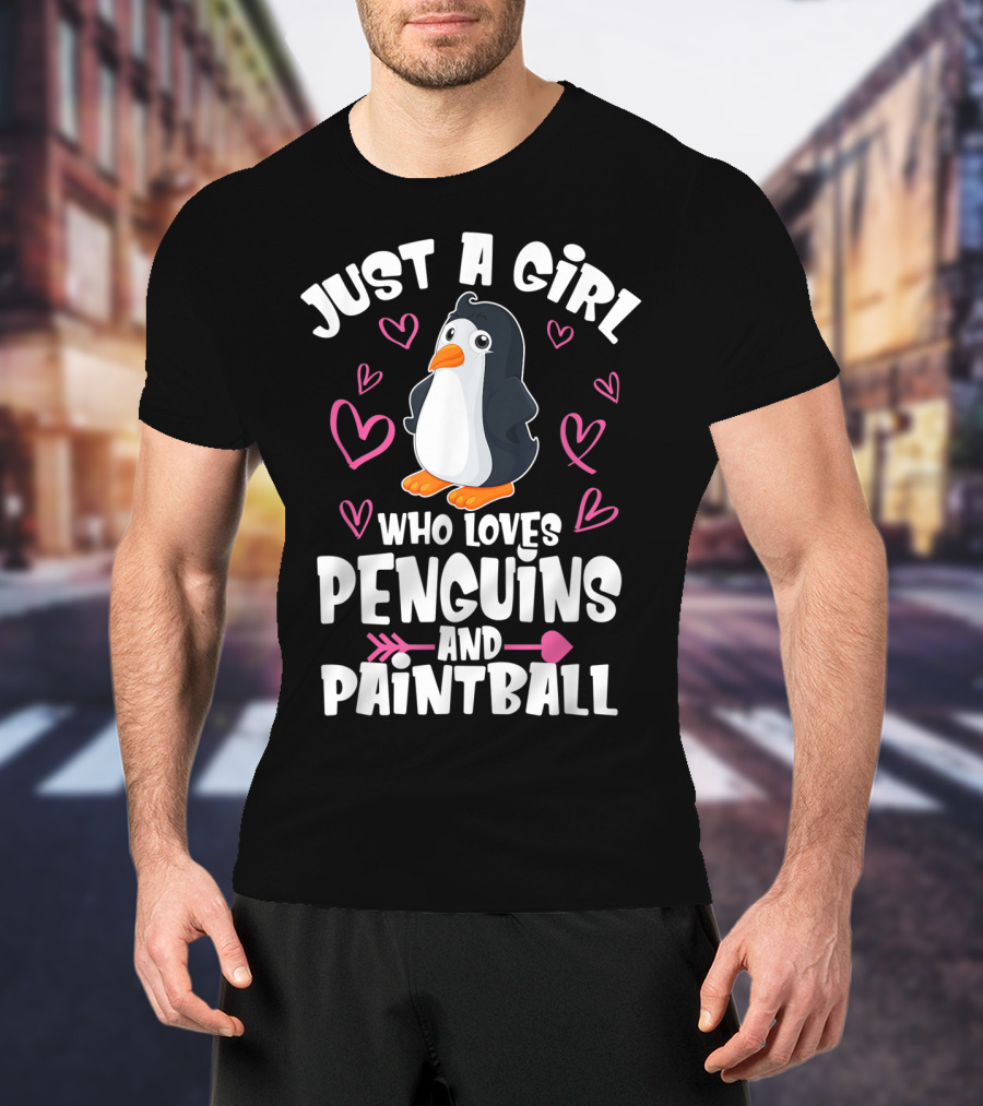 Just A Girl Who Loves Penguins And Paintball Hearts Arrow T-Shirt