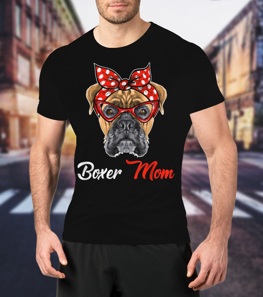 Boxer Mom Bandana Glasses T-Shirt