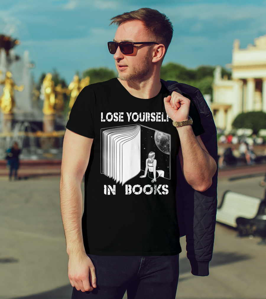 Lose Yourself In Books Reading Galaxy Escape Moon T-Shirt