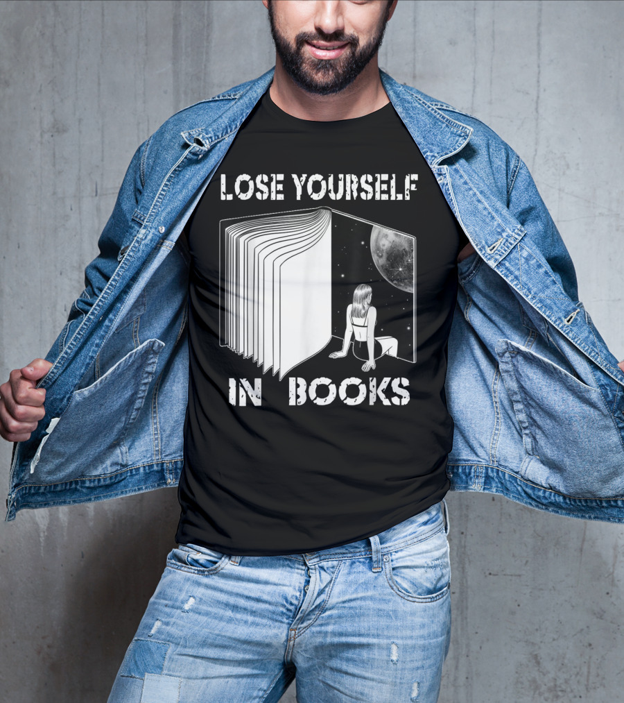 Lose Yourself In Books Reading Galaxy Escape Moon T-Shirt