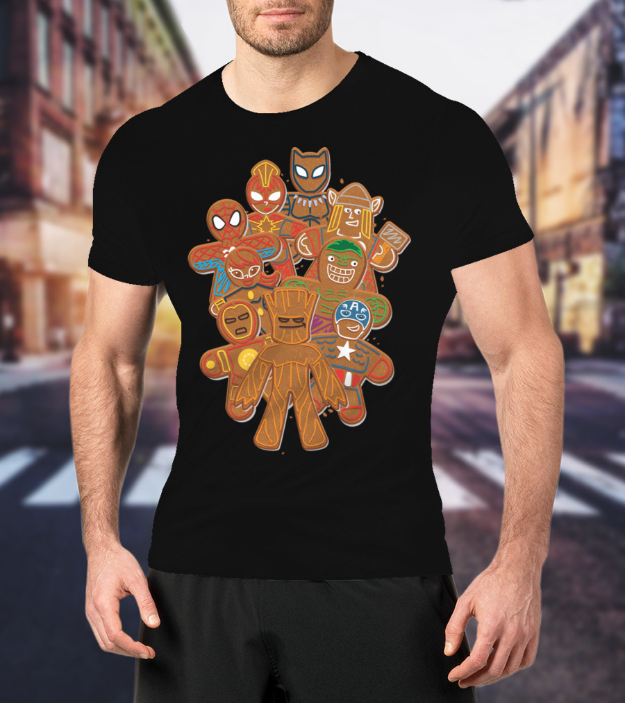Marvel Avengers Superhero Gingerbread Cookie Cluster T-Shirt