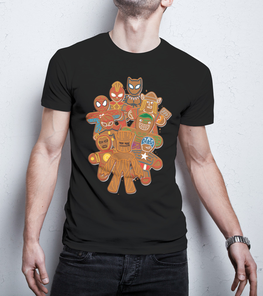 Marvel Avengers Superhero Gingerbread Cookie Cluster T-Shirt