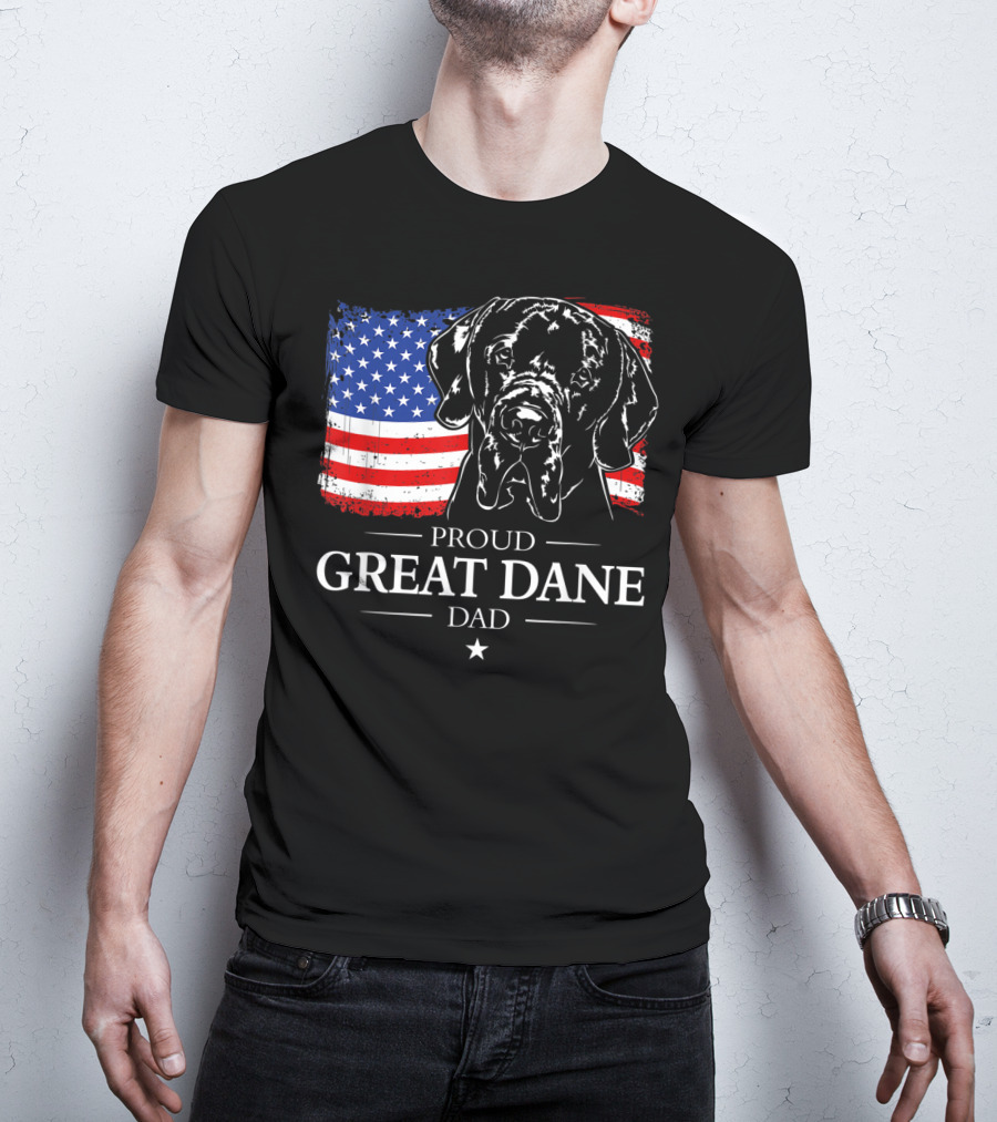 Proud Great Dane Dad With American Flag T-Shirt