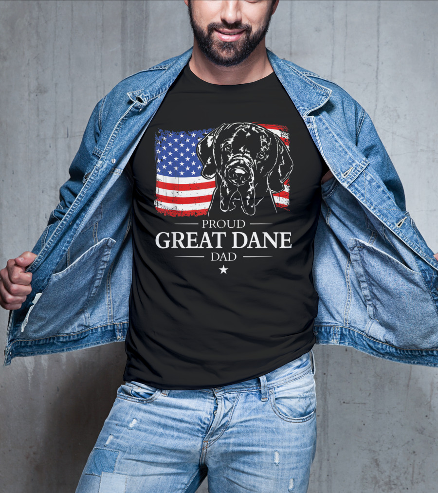 Proud Great Dane Dad With American Flag T-Shirt