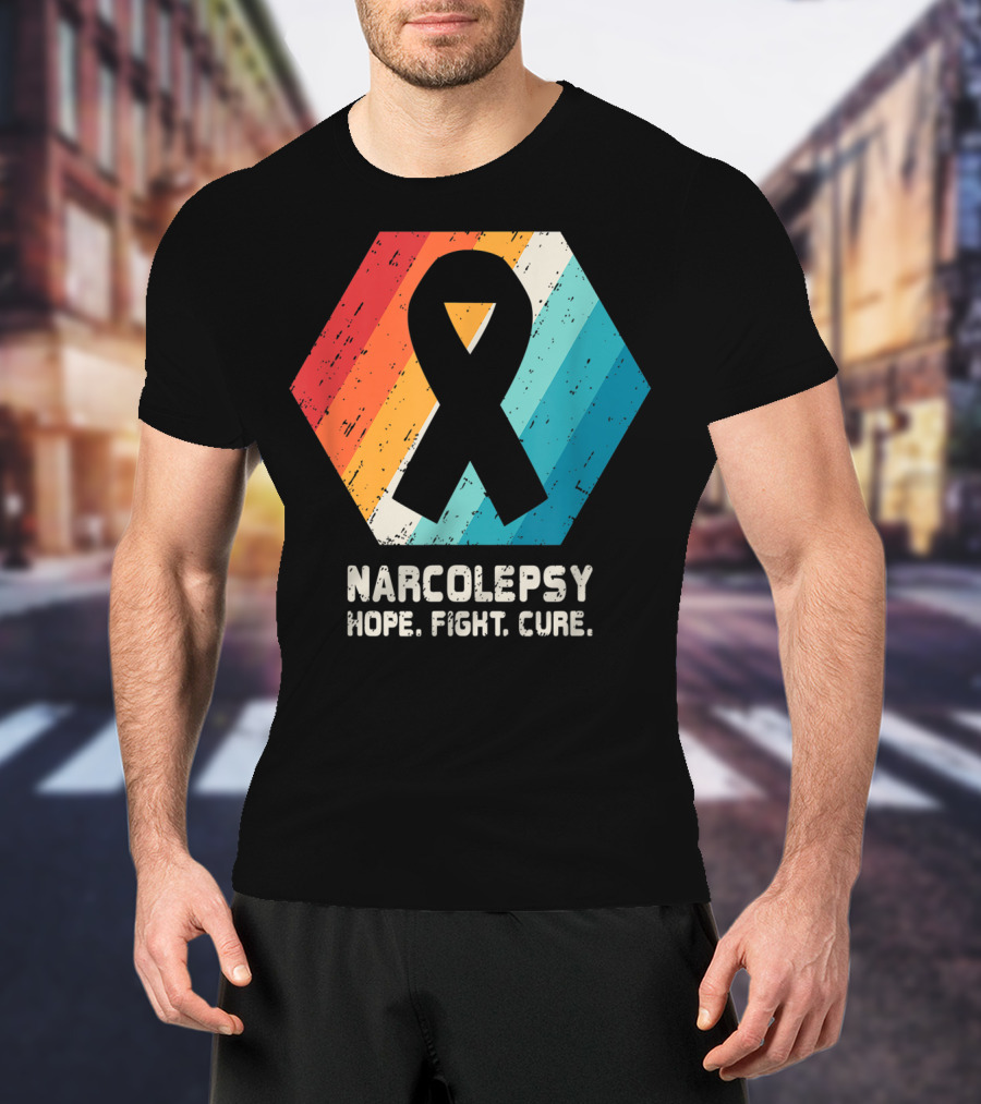 Narcolepsy Hope Fight Cure Ribbon Retro Awareness T-Shirt