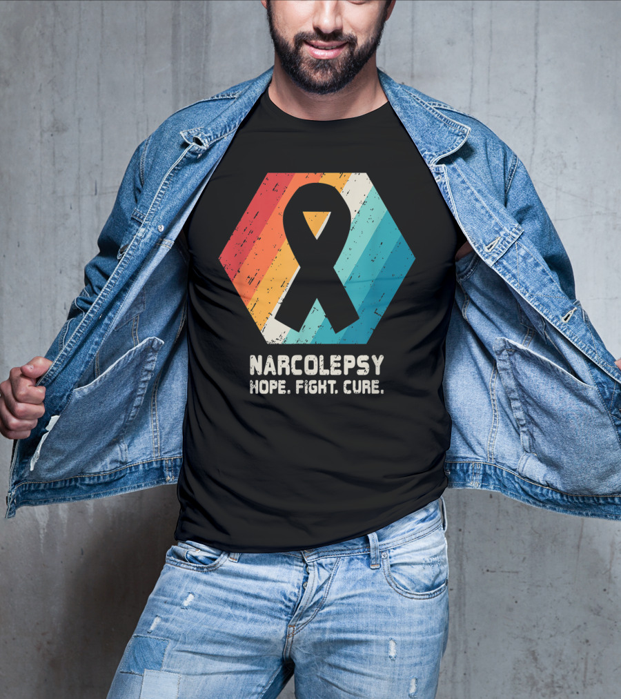 Narcolepsy Hope Fight Cure Ribbon Retro Awareness T-Shirt