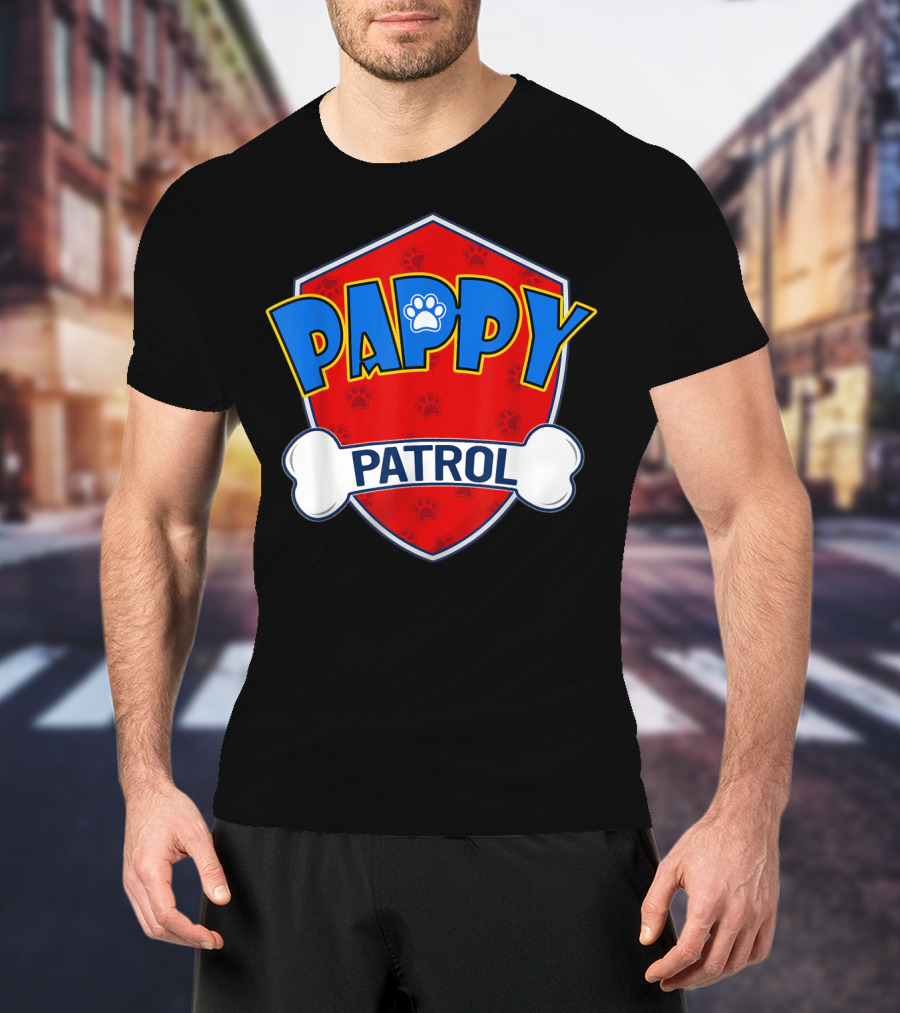Pappy Patrol Paw Shield With Bone Badge T-Shirt