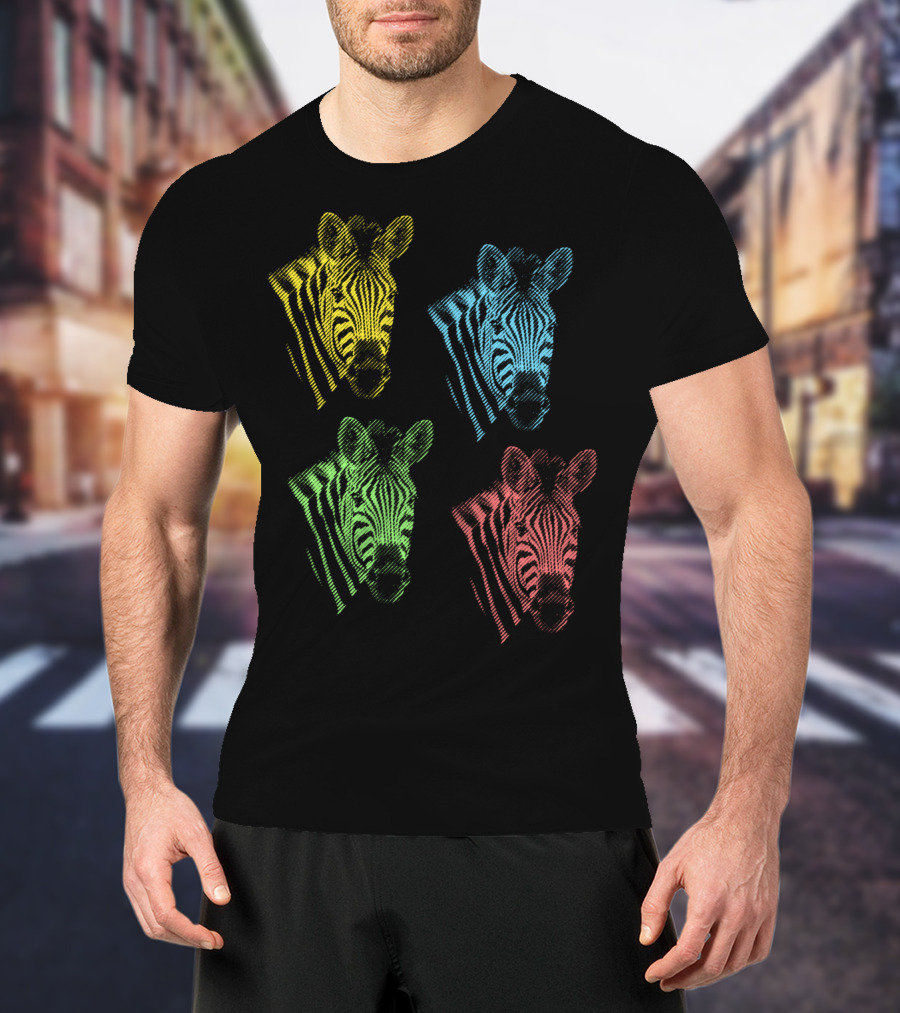 Four Colorful Zebra Pop Art Portraits T-Shirt