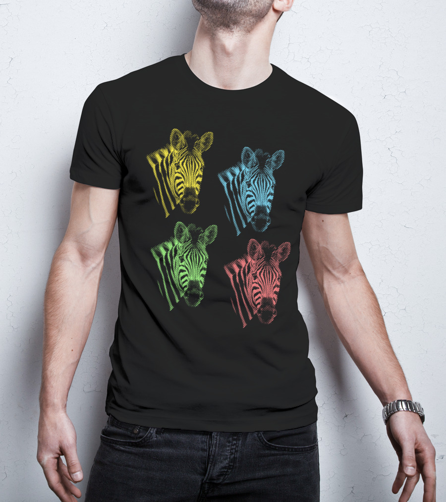 Four Colorful Zebra Pop Art Portraits T-Shirt
