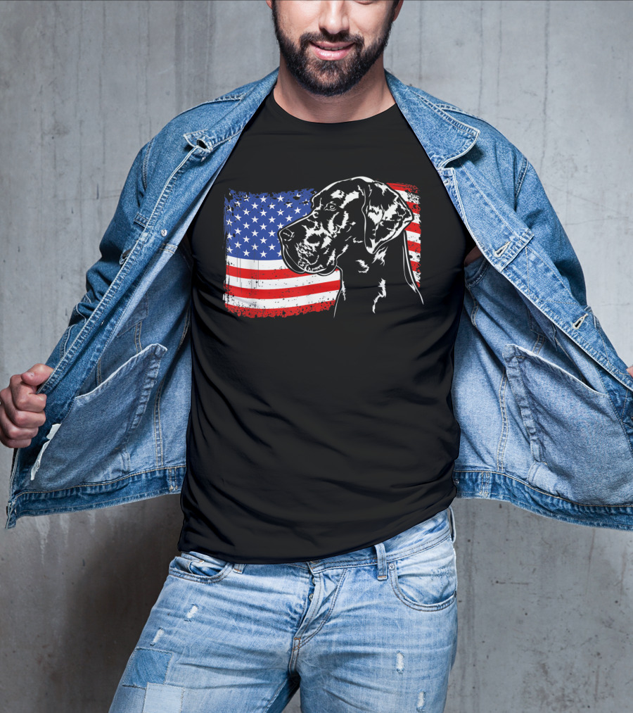 Great Dane American Flag Patriotic Pride T-Shirt