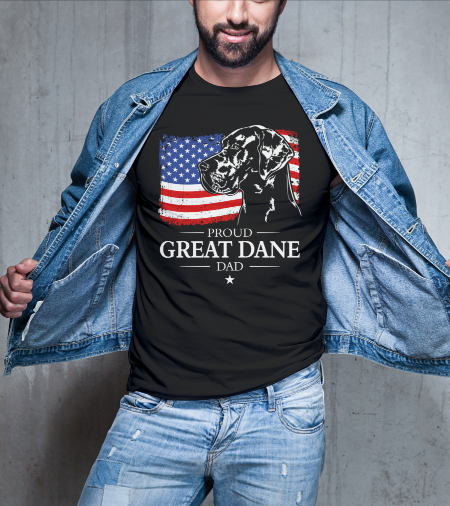 Proud Great Dane Dad American Flag Patriotic T-Shirt