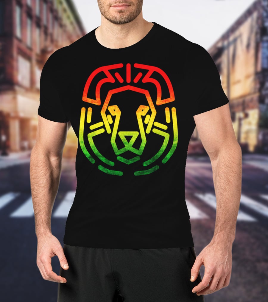 Rasta Flag Reggae Lion Jamaica Geometric T-Shirt