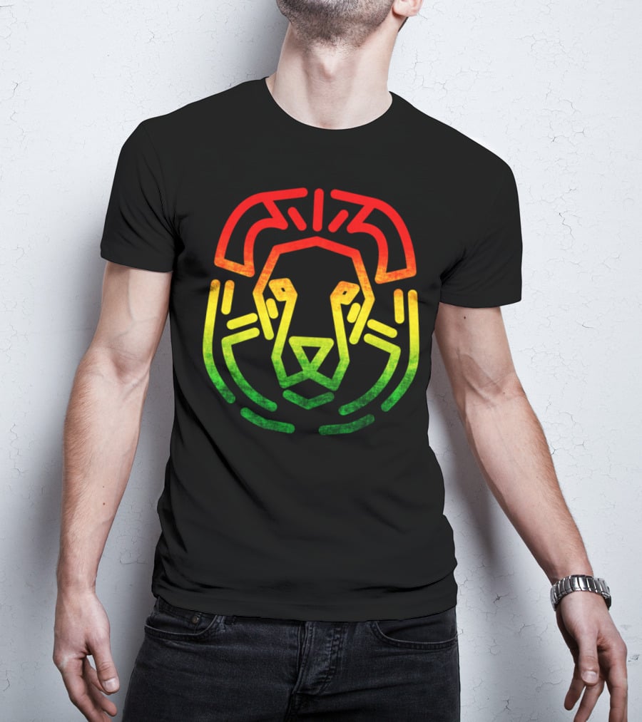 Rasta Flag Reggae Lion Jamaica Geometric T-Shirt