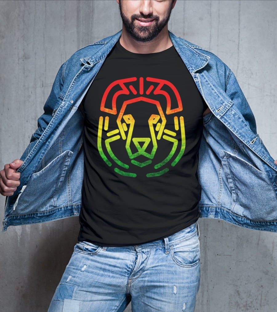 Rasta Flag Reggae Lion Jamaica Geometric T-Shirt