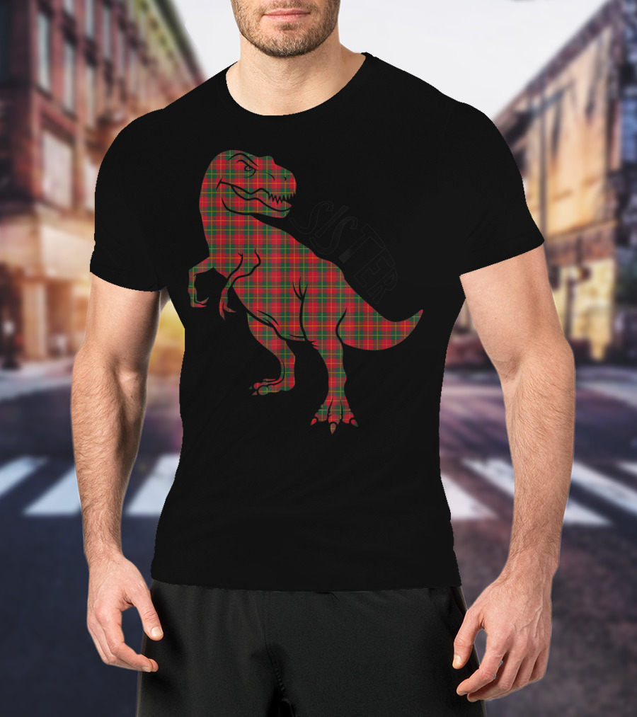Sister Red Plaid Dinosaur T-Shirt