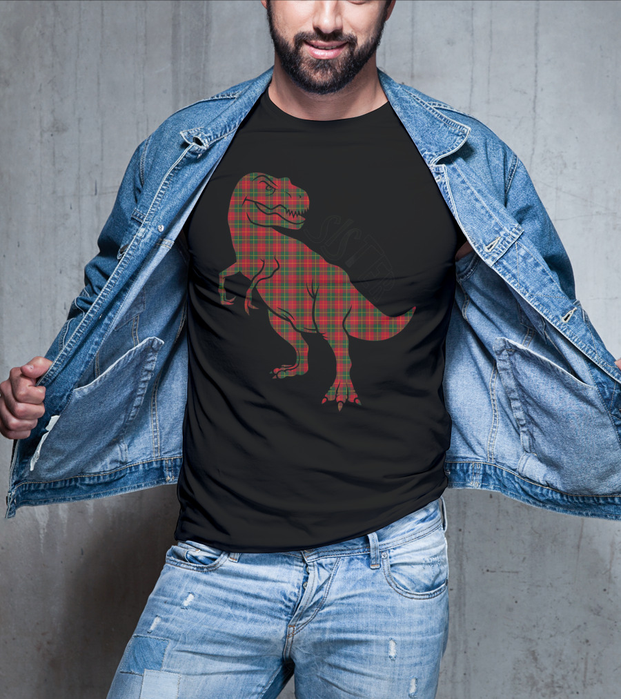 Sister Red Plaid Dinosaur T-Shirt
