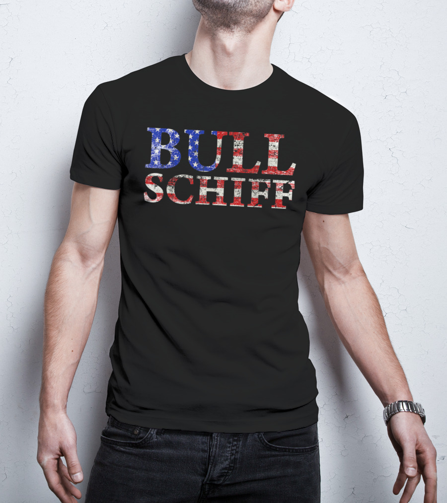 Bull Schiff Retro Vintage Distressed American Flag T-Shirt