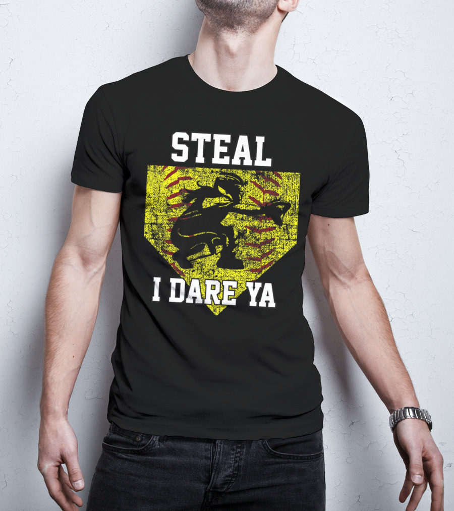 Steal I Dare Ya Softball Catcher Player T-Shirt