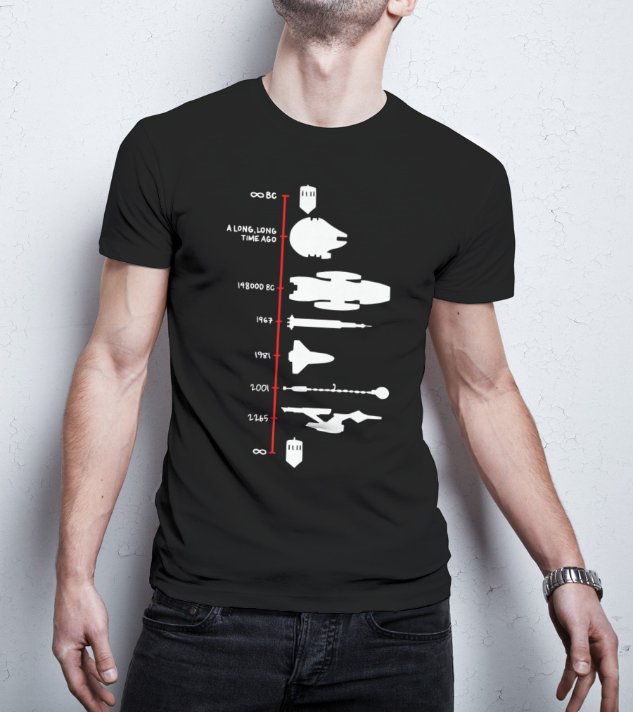 A Long, Long Time Ago Spaceship Timeline Science Fiction Rocket T-Shirt
