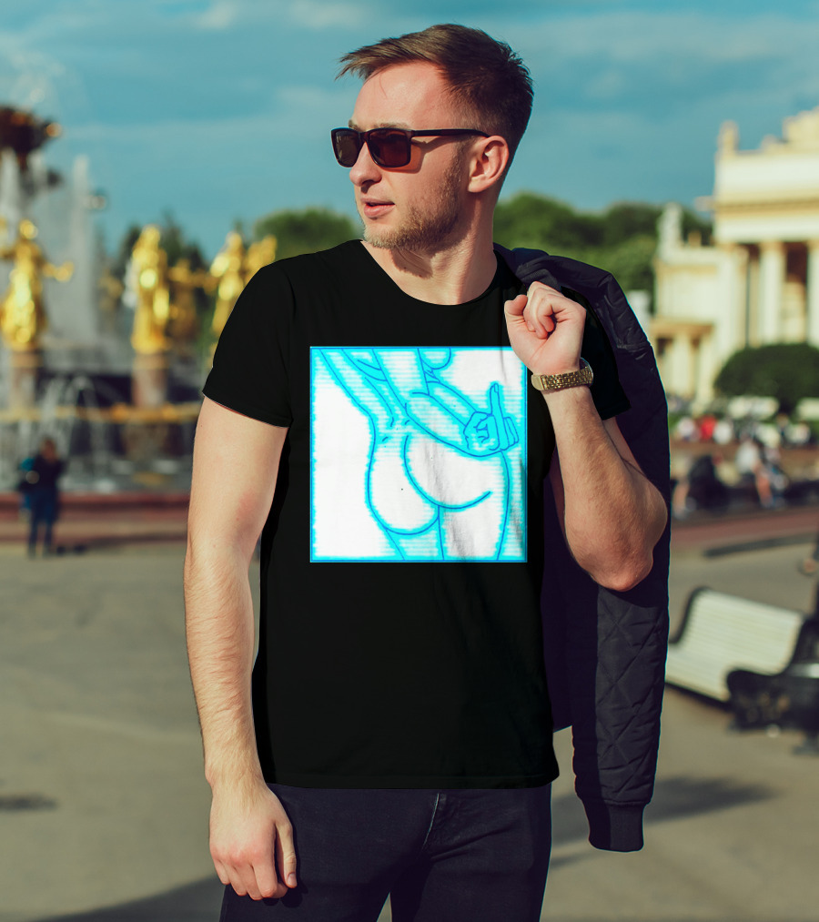 The Finger Middle Gesture Neon Outline T-Shirt