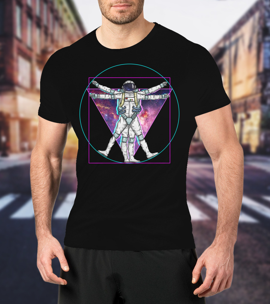 Vaporwave Astronaut Vitruvian Man Pastel Goth Triangle T-Shirt