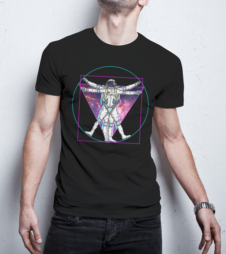 Vaporwave Astronaut Vitruvian Man Pastel Goth Triangle T-Shirt